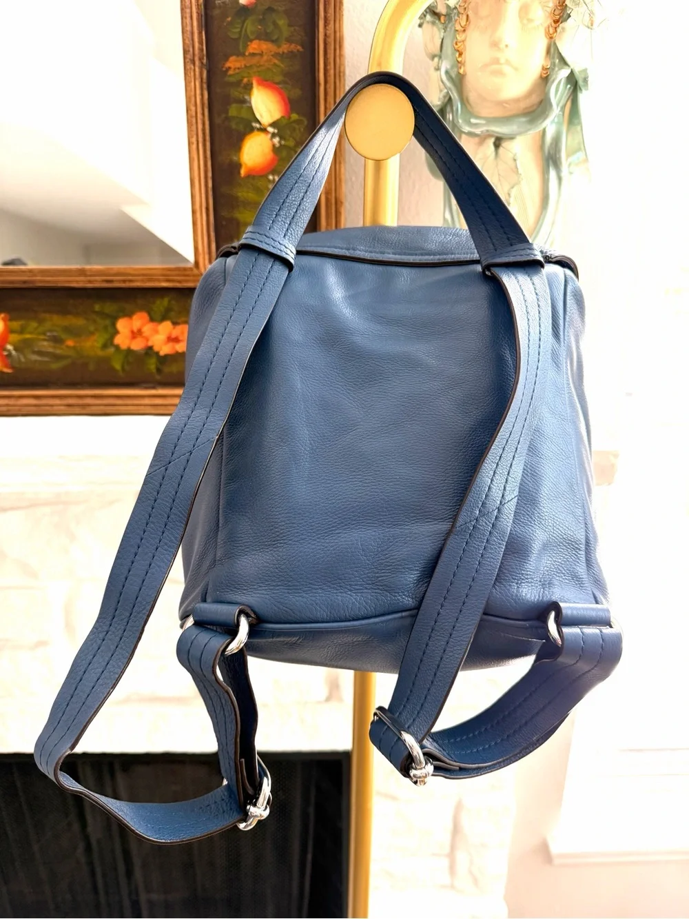 Marc by Marc Jacobs Blue Pebbled Leather Convertible Backpack Shoulder Bag